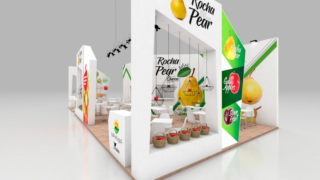 Exhibition stand design for TriPortugal, Coopval and Granfer at Fruit Logistica 2020 in Berlin